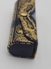 Vintage Fiocchi Italy Leather Lipstick Case Holder Mirror Gold And Blue