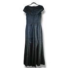 Tadashi Shoji Womens Sz 4 Blue Taffeta Rosette Shutter Pleat Gown Party Dress