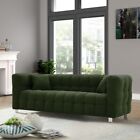 Modern Upholstered 3 Seater Comfy Sofa Living Room Futon Couch With 2 Pillows