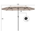 15ft Patio Double-sided Umbrella Crank Outdoor Garden Market Sun Shade Beige
