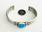 Vintage Navajo Sterling Silver Cuff Bracelet Handmade Native American Turquoise