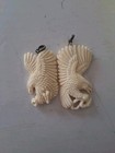 Pair Of Carved Water Buffalo Bone Eagle Pendants 