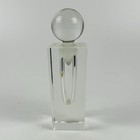 Vintage Clear Art Glass Perfume Bottle Satin Etched Stopper 6    Modernist