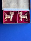 Vintage Chinese Carved Bone Foo Dogs Guardian Lions Pair 4 5  With Box