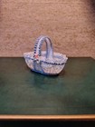 Vintage Lladro Spain Porcelain Lace Basket Blue Ribbon Flowers Figurine 04154   