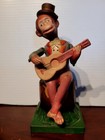 Vintage Celluloid Wind Up Minstrel Banjo Playing Monkey Made In Occupied Japan