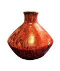 Two  2  Vintage Mid Century Fat Lava Brown   Red Bud Vases
