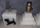 Vintage  Pair  Art Deco Design  Scotty Dog  White Glass  Lamps  Need Wiring