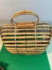 1940   s - 1950   s Vintage Collapsible Bamboo Purse Folding Market Bag Tote Japan