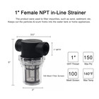1 2  Female Npt In-line Strainer With 100 Mesh Stainless Steel Filter Screen  mw