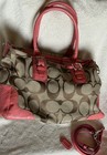 Coach Signature Print In Tan And Peach F15670 Cleaned And Beautiful 
