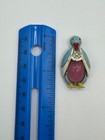 Vintage Coro Mrs  Penguin Fur Clip Blue Enamel Rhinestone Pink Jelly Belly Rare