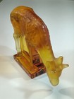 Very Rare Vintage Fawn   Deer Lalique Yellowish Orange Crystal Figurine Frosted