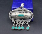 Vintage Turkmen Alpaka Green Enamel Workmanship Pendant  Tassels Pendant   p01