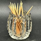 Vintage Clear Pressed Glass Toothpick Holder Barrel Diamond Geometric Pattern