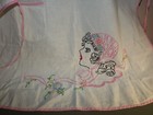 Vintage Handmade Full Apron Embroidered - Shoulder To Bottom 28 5 