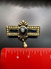 Victorian art Deco art Nouveau Enamel And Faux Drop Pearl Brooch  fs 