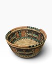 Vintage African Hand Woven Coiled Grass Pink Basket Bowl  10 5   x6   