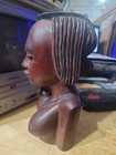 Hand Carved Wood Female Bust Sculpture Vintage 
