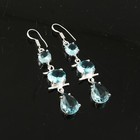Aquamarine Quartz Gemstone Silver Plated Dangle Earrings Jewelry 2 5 