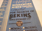 Vtg Bekins Van   Storage Advertising Brochure Household Hints Map   Moving Van