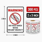 300pcs Do Not Open With Sharp Object Industrial Warning Labels 2x3 Inch  White