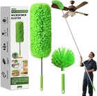 Cobweb Duster With Extension Pole  Washable Cleaning Duster Set With 2 Duster   