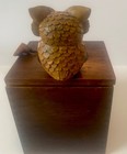 Vintage   Brown Owl Big Eyes W legs Holding  Pumpkin   Cute Shelf Sitter   Mcm