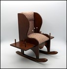 Vintage Wooden Rocking Chair Sewing Caddy Pin Cushion 6 Thread Spool Holder 8 