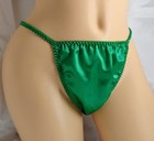 Green Satin Thong String Bikini Panties 