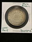 1866 Brazil 1000 Reis Silver Coin    kcf373   