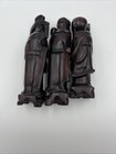 Vintage Asian Wood Carving Set Of 3 Chinese Statue Figurines Oriental Art Wood