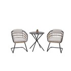 3 Piece Outdoor Wicker Bistro Set Weather Patio Furniture With Cushions
