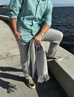 R  mulo Arce Men s Light Gray Wool Scarf Solid Pattern Fringed Accent Warm Wool