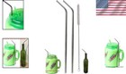 2 Jumbo 14  Stainless Steel Straws - Perfect For 100 Oz Drinks - Dishwasher Safe