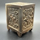 J e Stevens Cast Iron Floral Safe Bank Early 1900s Original Patina Antique
