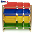 Primary Toy Storage Organizer With 12 Plastic Storage Bins  Natural primary