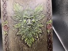 Vintage Pagan Motif  green Man  Plaque trivet-nature rebirth-8 25    X 5 