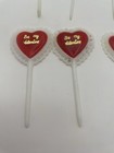 1960s Valentine Day Plastic Cake Toppers Red Heart Cupcake Picks 8