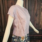 Vintage Saks Fifth Avenue 1960s Pure Silk Blouse Lavender Back Button Cap Sleeve
