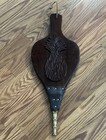 Vintage Fireplace Bellows With Pineapple Air Pump Blower  Wood Leather Brass