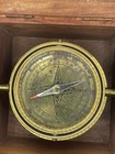 Vintage Marine Brass Compass In Wooden Box 5   x5    