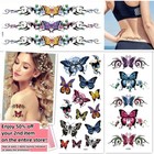 3 Sheets Colorful Butterfly Temporary Tattoos Blue Floral Tribal Arm Body Art