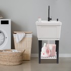 8kg Utility Sink Rectangular White Laundry Sink Freestanding W  Hoses Drain Kit