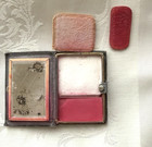 Antique  Rare 1930s Black Double Compact Mirror W  Powder   Rouge