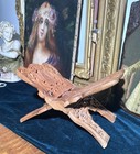 Vintage Hand Carved Ornate Wood Folding Book Stand Display Missal