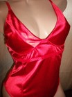 Vtg Sexy Secret Satin Red Tanga Snap Bodysuit Teddy M L