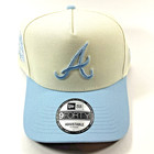 New Era Atlanta Braves Exclusive Cream Baby Blue 9forty A-frame Snapback Hat Cap