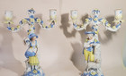 Pair Antique Joseph Gaspard Robert Porcelain Figural Candelabras Blue W Yellow