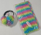 New Pair Of Psychedelic Neon Shaggy Fur Furry Leg Warmers   Ear Muffs Costume 